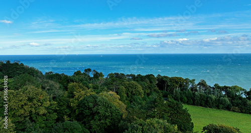 Aerial photo of the Beautiful Picturesque Glens of Co Antrim Northern Ireland