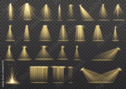 Spark spotlight yellow, light effect, glowing ray 
