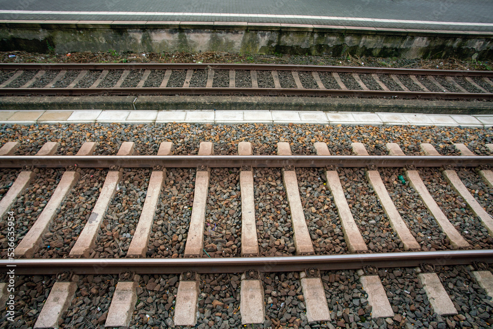 Sleepers for railway in Germany are made of concrete and the distance is about 35 cm Sleepers for railway in Germany are made of concrete and the distance is about 35 cm