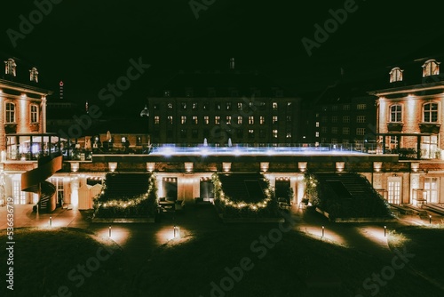 Photography Beautiful view of Villa at night in Copenhagen, Denmark