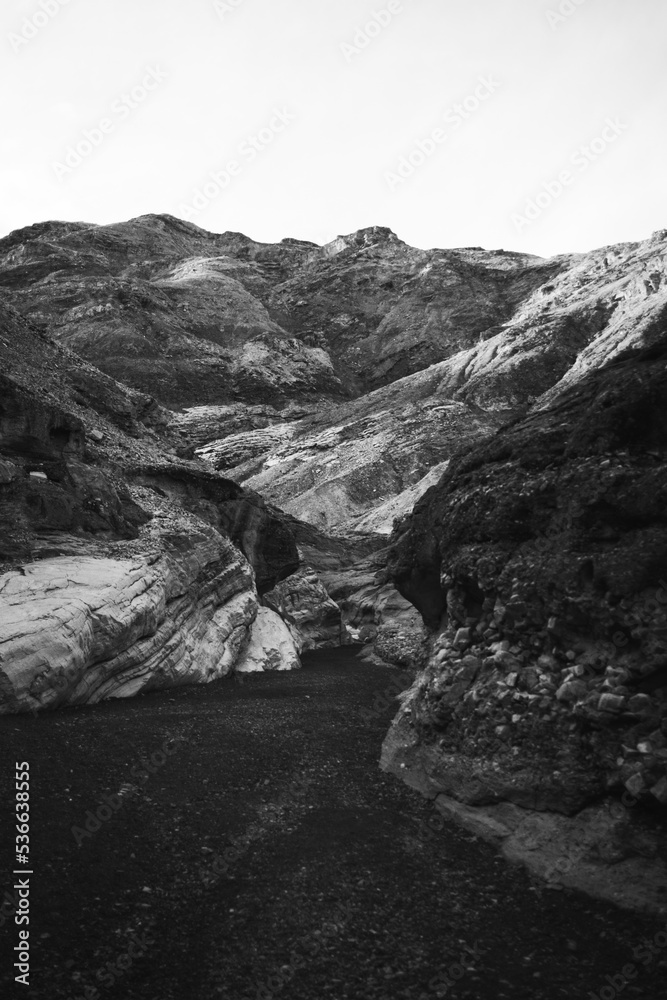 Black and white desert canyon