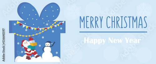 Beautiful greeting card with Santa Claus on blue background