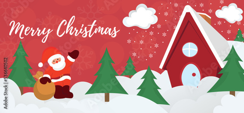 Funny greeting card with Santa Claus on red background