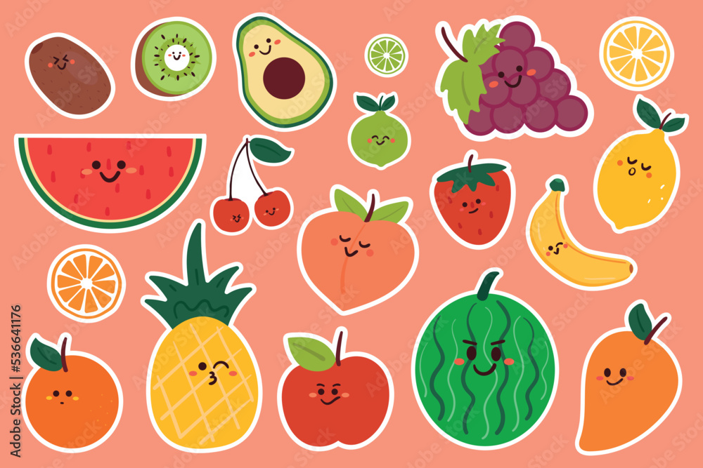 cute fruit character sticker set cute fruit character sticker set