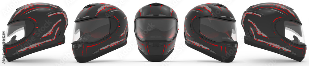 Fototapeta premium Black Helmet Views 3d Render