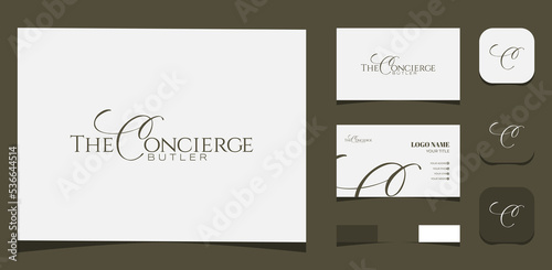 Template Logo Creative The Concierge Butler Club. Creative Template with color pallet, visual branding, business card and icon.