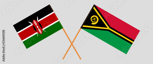 Crossed flags of Kenya and Vanuatu. Official colors. Correct proportion