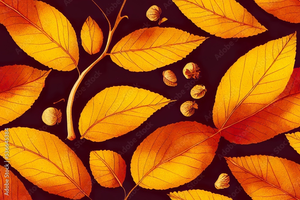 Autumn Leaves And Acorns Seamless Pattern Design