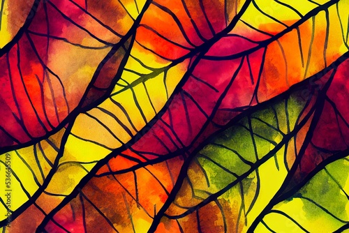 Watercolor autumn leaves pattern Hand drawn seamless background of botanicals for fall design