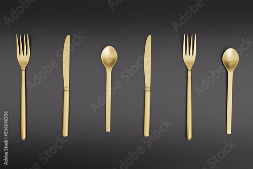 3d rendering different tableware picture