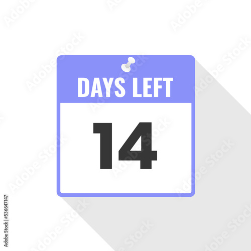 14 Days Left Countdown sales icon. 14 days left to go Promotional banner