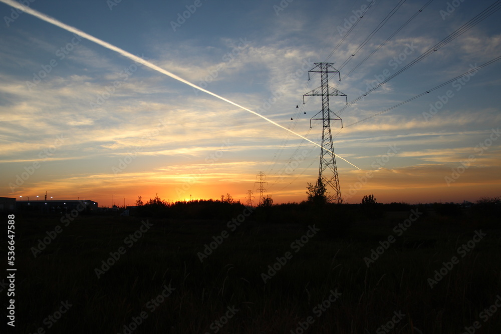 power line at sunset