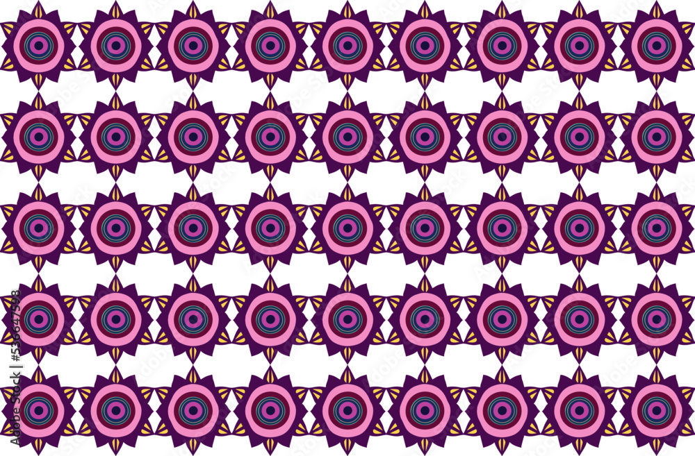 purple mandalas, seamless pattern with flowers