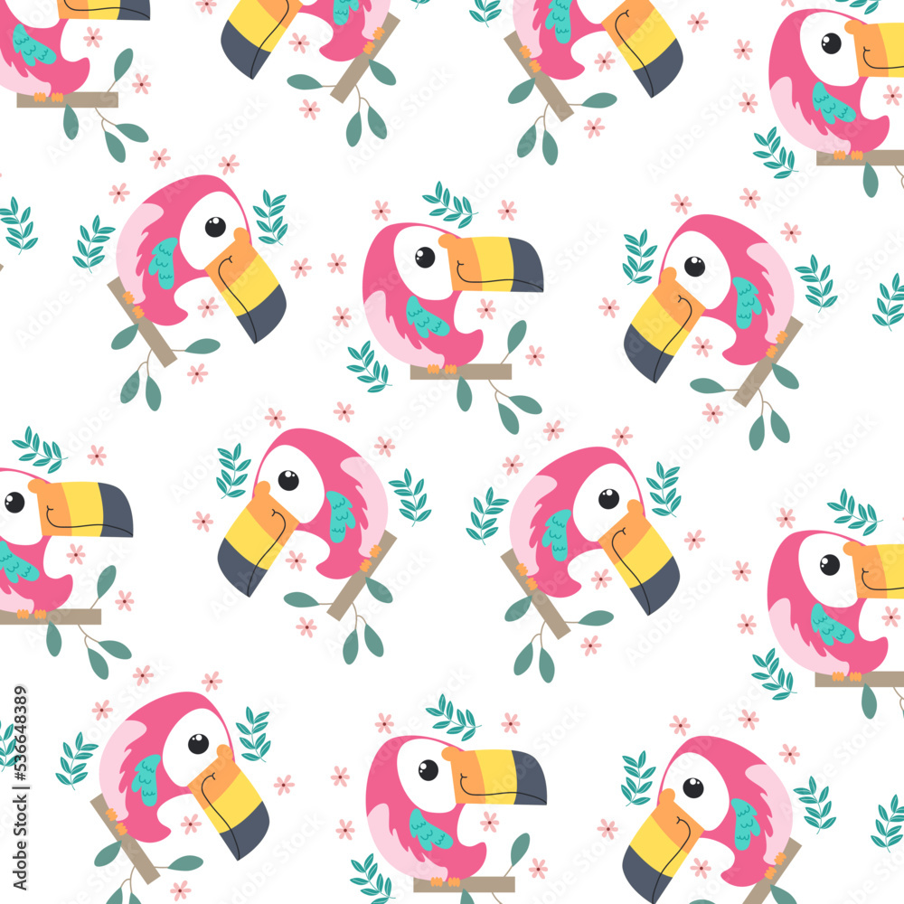 Fototapeta premium Seamless pattern with cute birds perfect for wrapping paper