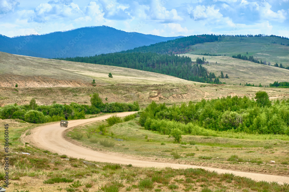 The road in the area of the Saxon Castle of Savinsky is the main natural attraction of the Barguzin Valley of the Trans-Baikal Territory of the Republic of Buryatia.