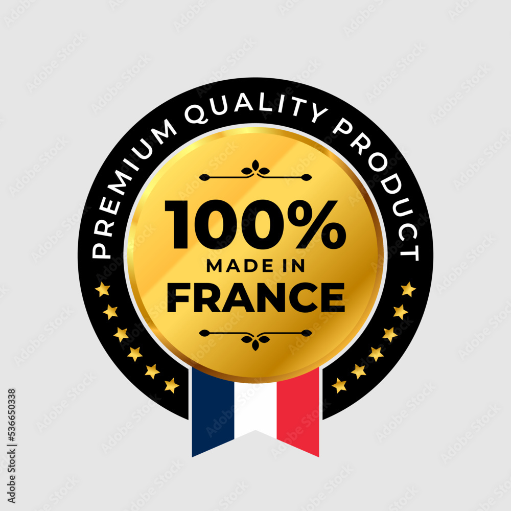 100 percent made in France icon. premium quality label badge. Vector Illustration