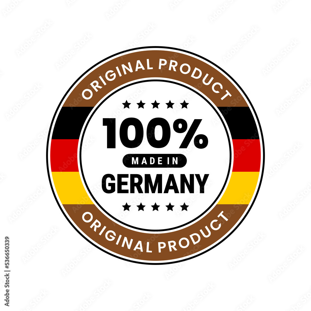100 percent made in Germany icon. original quality label badge. Vector Illustration