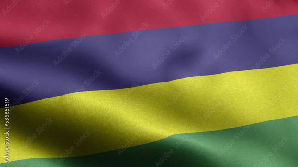 Flag Of Mauritius - Mauritius Flag High Detail - National flag Mauritius wave Pattern loopable Elements - Fabric texture and endless loop - Highly Detailed Flag - The flag of fluttering in the wind