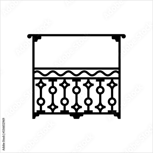 Balcony Icon, Upper Floor Projected Platform Enclosed By A Parapet Or Railing From The Wall Of A Building
