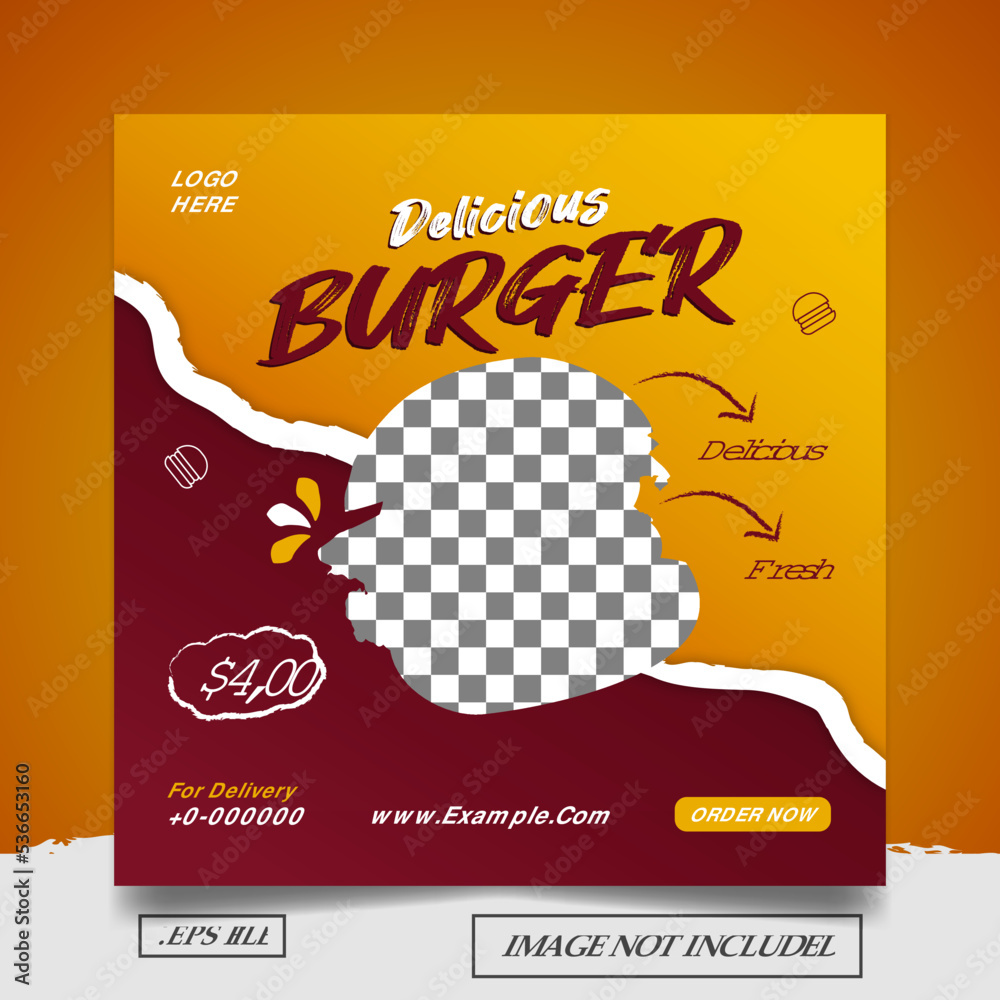 Naklejka premium Food Social Media Banner Post Template Design