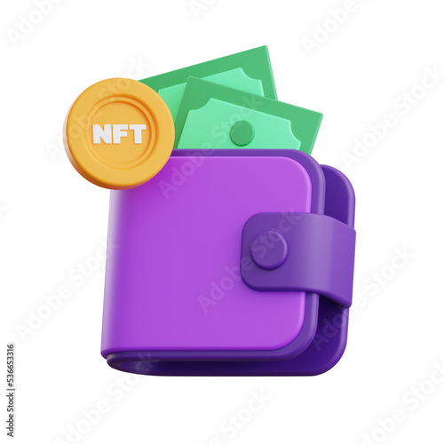 3d illustration of nft wallet