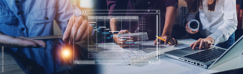 Analyst working with computer in Business Analytics and Data Management System to make report with KPI and metrics connected to database. Corporate strategy for finance, operations, sales, marketing. Analyst working with computer in Business Analytics and Data Management System to make report with KPI and metrics connected to database. Corporate strategy for finance, operations, sales, marketing.