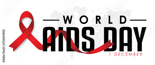 Aids awareness red ribbon. World Aids day banner Vector illustration