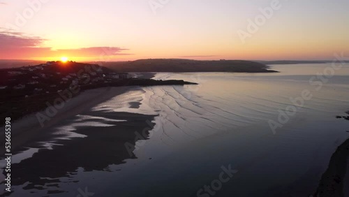 Wallpaper Mural aerial view of an orange sunrise behind the mountain in the beach Torontodigital.ca