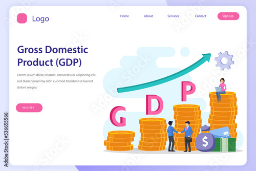 Gross domestic product or GDP statistic concept. landing page website flat vector template.