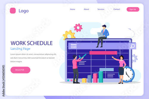 Work Schedule landing page website flat vector template