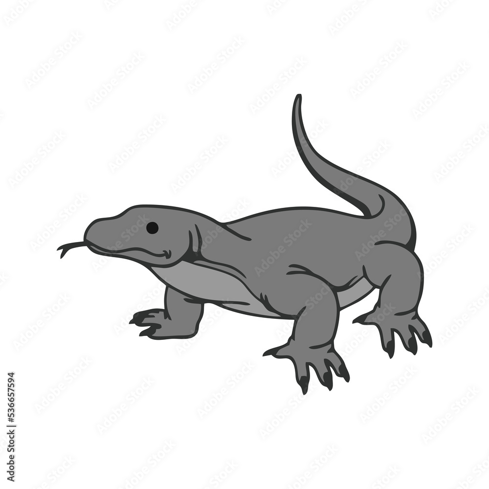 Illustration of cute colored komodo. Komodo dragon cartoon image in eps10 format. Suitable for children's book design elements. Introduction of komodo to children. Books or posters about animal