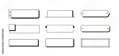 Simple line banner, label, frame, bar, button, tag design element icon set for web and app design.