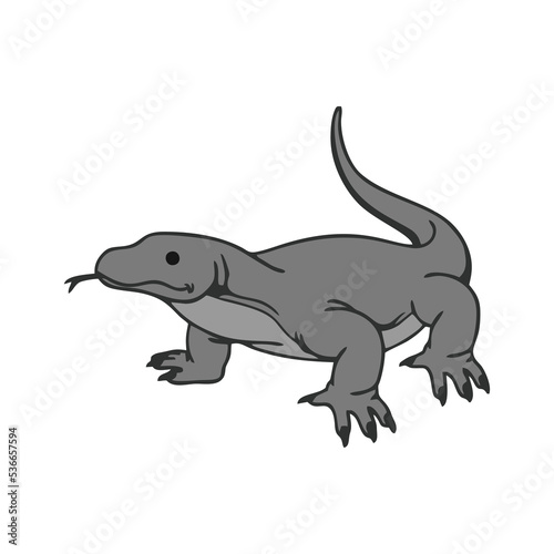 Illustration of cute colored komodo. Komodo dragon cartoon image in eps10 format. Suitable for children s book design elements. Introduction of komodo to children. Books or posters about animal