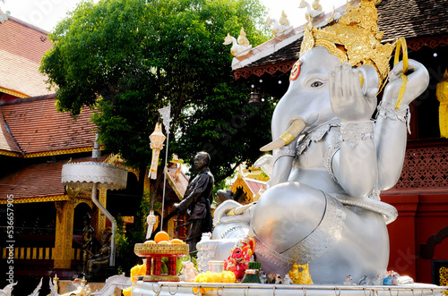 Ganesha in Wat Sri Suphan Temple, known as the Silver Temple, in Chiang Mai. Was built and decorated by silver handicraftsmen in 12 years.