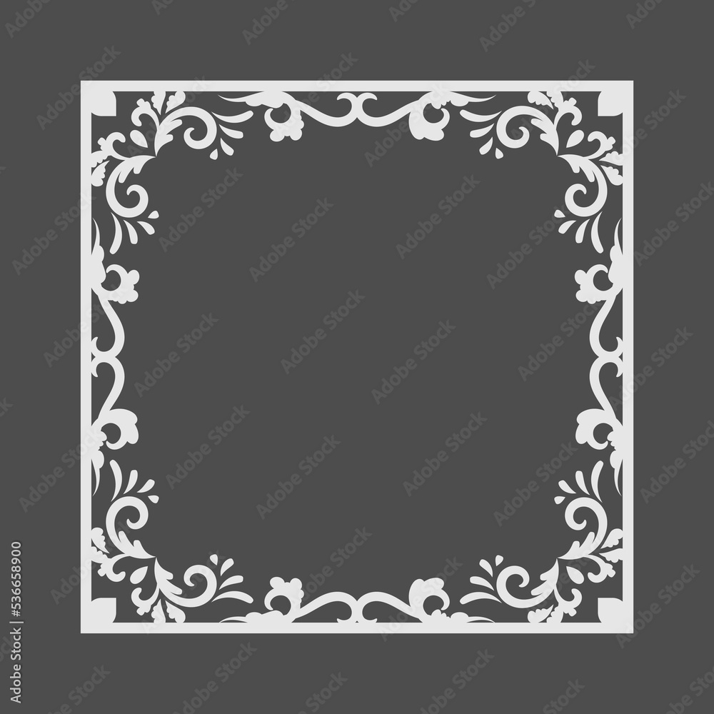 Decorative vintage frame, square shape border. - Vector.