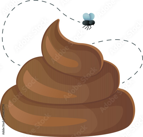 Poop with fly flying around.