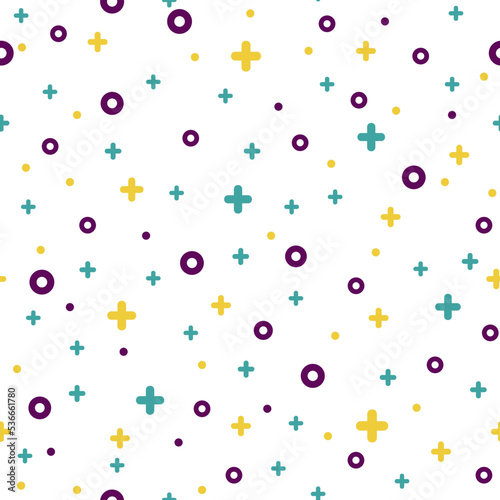 Stylish 1980s abstract memphis seamless pattern. Modern space texture with rare funky and minimal shapes on blue background. Vector illustration in memphis pop art style for fashion fabric print