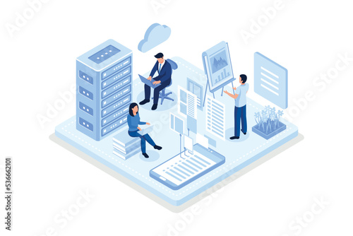 Data center concept with character. Can use for web banner, infographics, hero images, isometric flat vector modern illustration