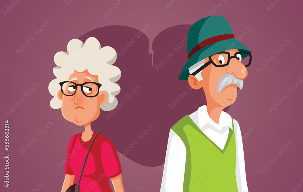 Senior Married Couple Fighting Not Talking to Each Other Vector Cartoon. Grandparents having a quarrel arguing and offering the silence treatment
Senior Married Couple Fighting Not Talking to Each Other Vector Cartoon. Grandparents having a quarrel arguing and offering the silence treatment