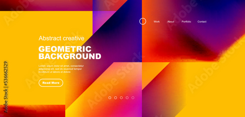 Triangles with fluid gradients, abstract landing page background. Minimal shapes composition for wallpaper, banner, background, leaflet, catalog, cover, flyer
