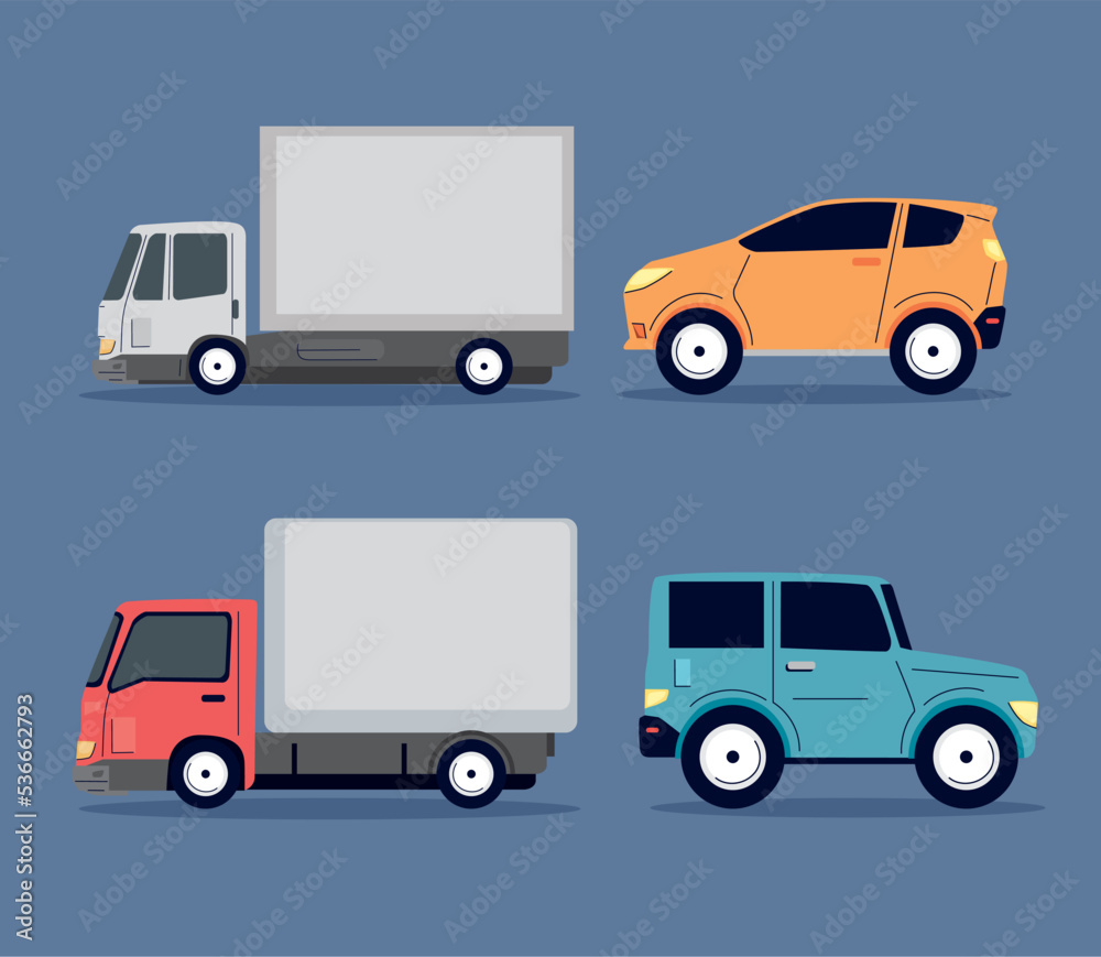 four mockup vehicles icons