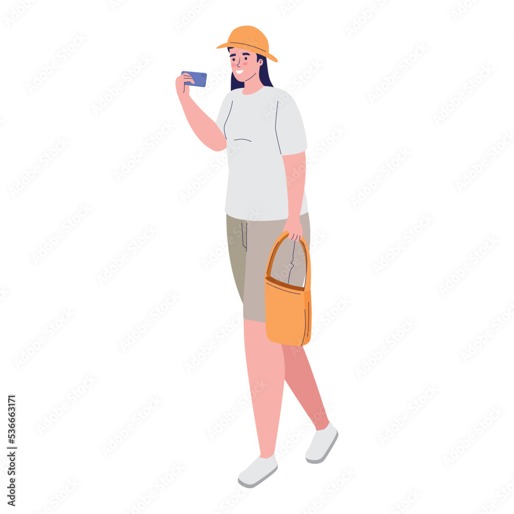 female traveler with smartphone female traveler with smartphone