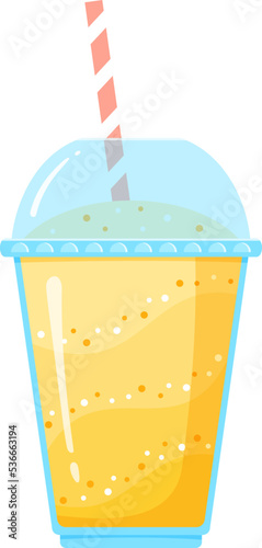 Fresh fruit smoothie shake cocktail vector illustration. Glass with layers of sweet vitamin juice cocktail or protein shake in color for smoothies summer menu