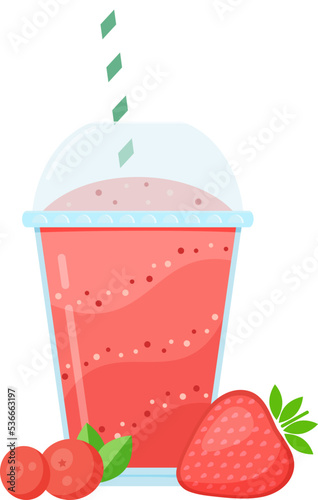 Vitamin smoothie cocktail summer set vector illustration. Fresh juice shaken energy cocktail in glass, color layer with fruit for vitamin beverage take away or detox diet design promo