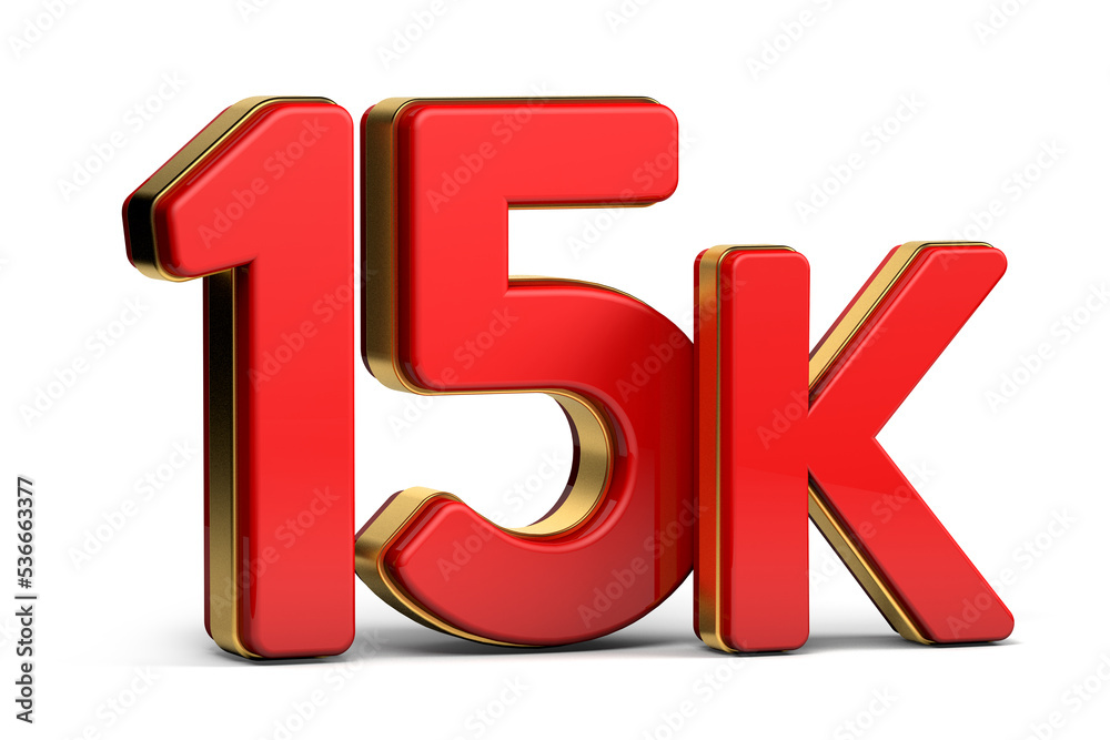 3d red and golden 15K isolated on background. 3d illustration. 3d red and golden 15K isolated on background. 3d illustration.