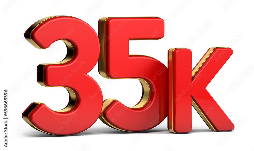 3d red and golden 35K isolated on background. 3d illustration. 3d red and golden 35K isolated on background. 3d illustration.