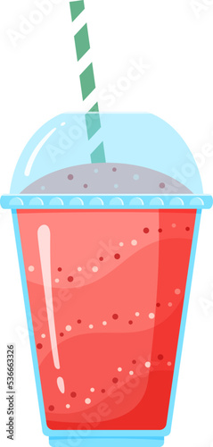Fresh fruit smoothie shake cocktail vector illustration. Glass with layers of sweet vitamin juice cocktail or protein shake in color for smoothies summer menu