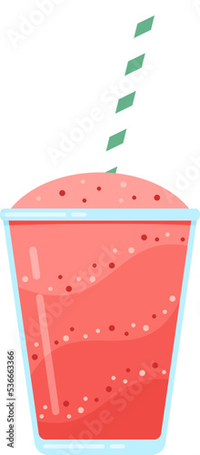 Natural fruit smoothie vector illustration. Sweet protein shake or vegeterian juicy cocktail set in glass cup with straw for smoothie social media promotion banner