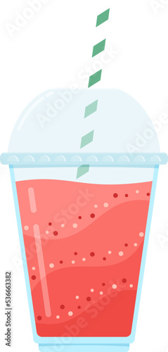 Fresh fruit smoothie shake cocktail vector illustration. Glass with layers of sweet vitamin juice cocktail or protein shake in color for smoothies summer menu