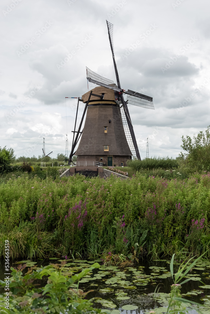 View of the windmills at Kinderdijk, a village in the municipality of Molenlanden, in the province of South Holland, Netherlands